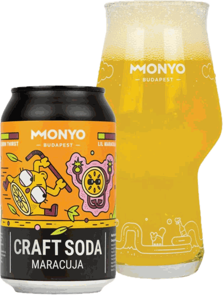 Monyo Craft Soda Maracuja doboz és pohár